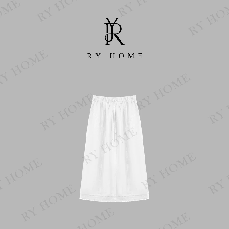 【容雨RYHOME】100精纺亚麻纸片人显瘦百搭松紧腰半裙252Q1325