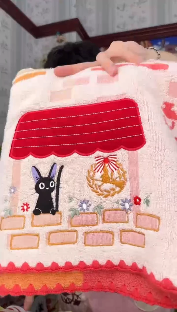 棉黑猫吉吉蛋糕屋浴巾