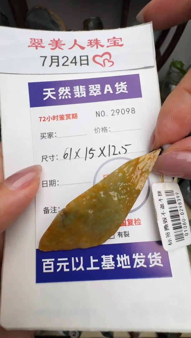 翡翠未镶嵌颈饰原石29097