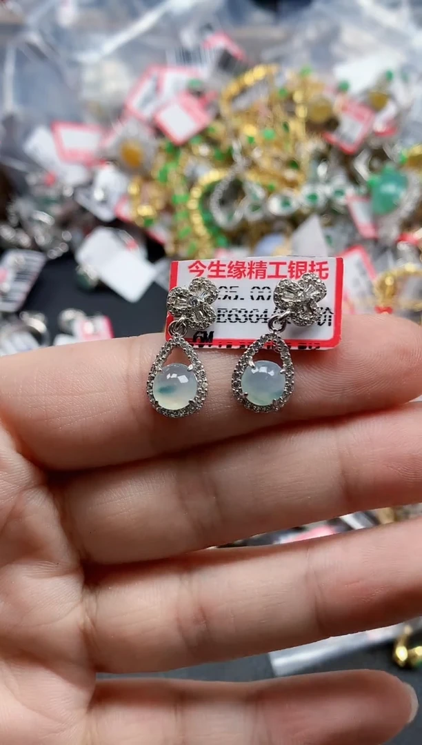 银S925镶嵌戒指翡翠天然A货缅甸翡翠