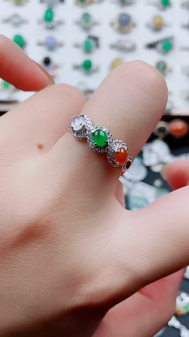 银S925镶嵌戒指翡翠19