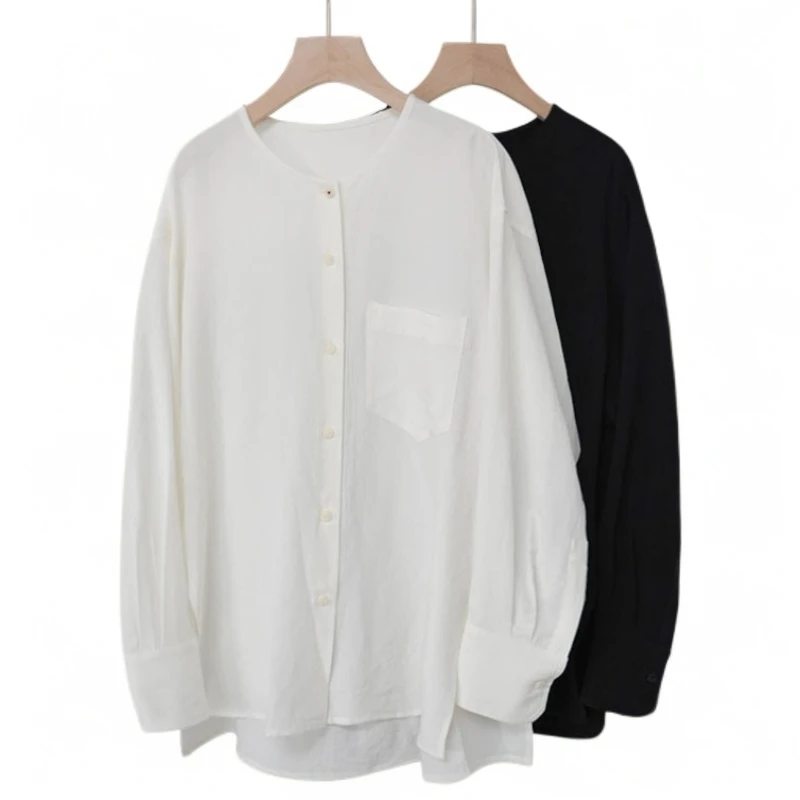 【  ！福利特价！NO退NO换！】2025春夏新款极简休闲宽松圆领长袖衬衫