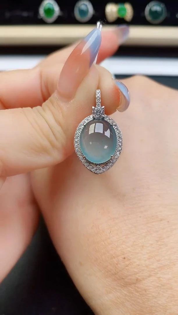 翡翠银S925镶嵌吊坠(赠链)1