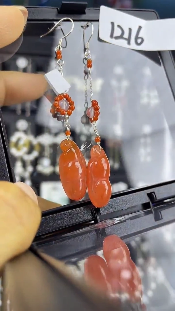 未镶嵌南红玛瑙耳饰喜欢拍