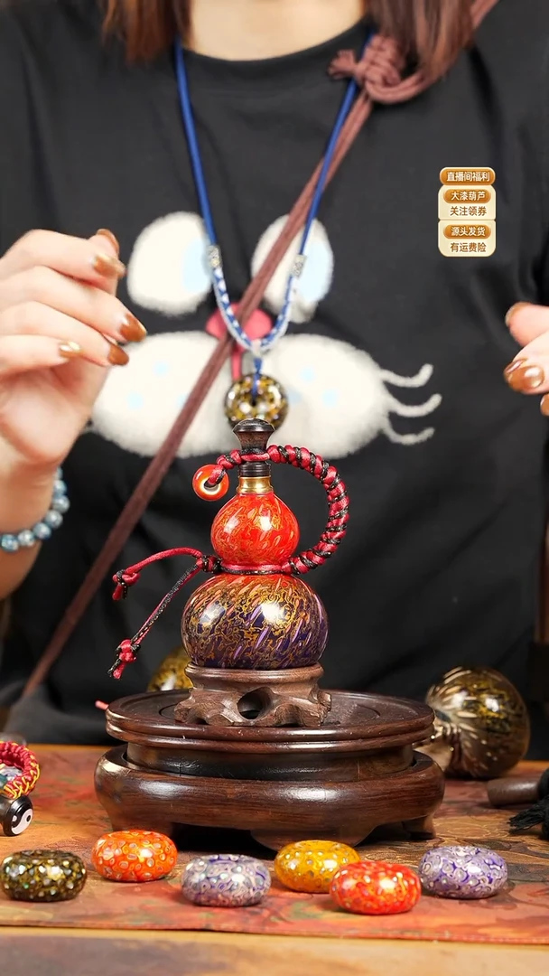 WJ077漆艺精致小手捻(开口）