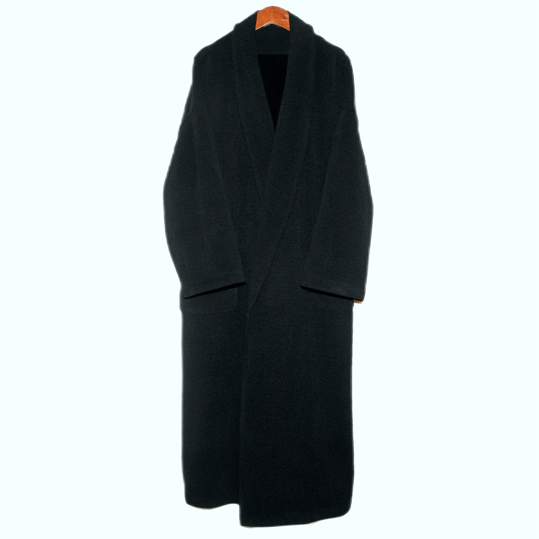 爱上莲心【黑色加绒】欧棉绒大袍子 通勤百搭新中式老钱风时尚休闲