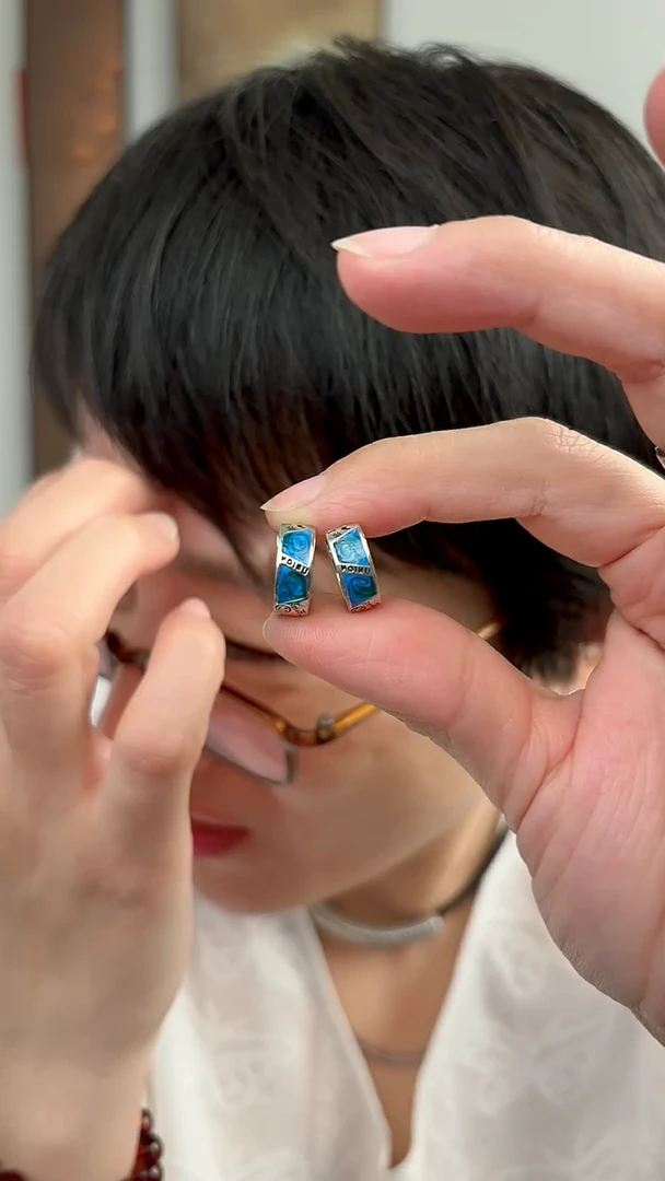 无925银纯银耳饰蓝109