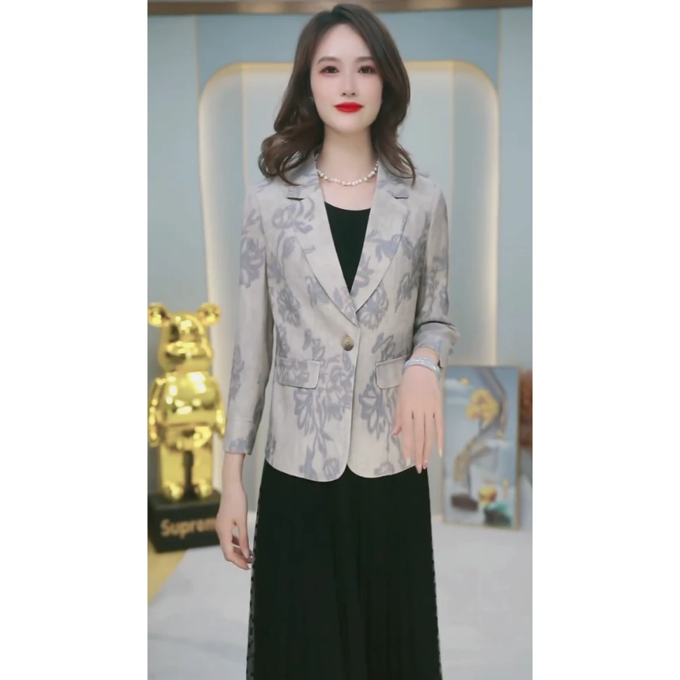 【外套】2917款春夏新款时尚西装领单扣女装气质洋气女外套