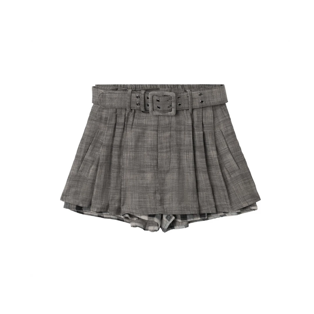 【明星同款】{极简主义}高腰纯棉女装款拉长腿假两件花苞短裤