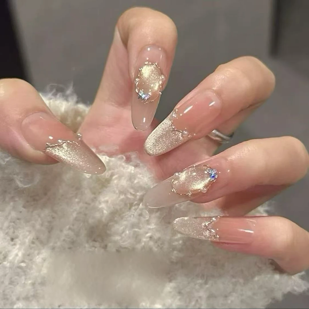 【纸醉金迷】纯手工穿戴甲秋冬爆款猫眼珍珠温柔显白可拆卸美甲