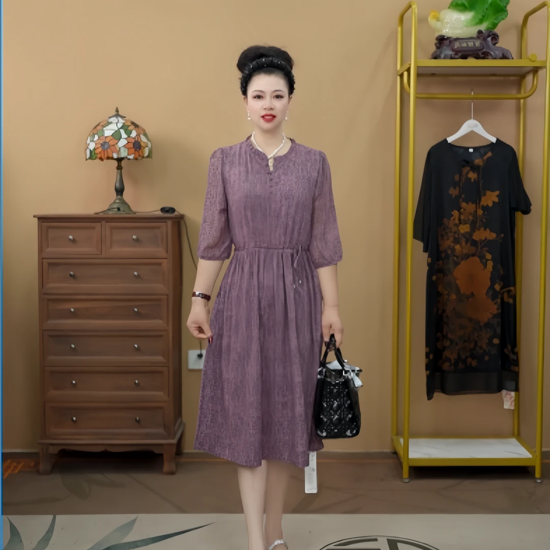 52164连衣裙碎花欧诺风显瘦连衣裙优雅气质裙子