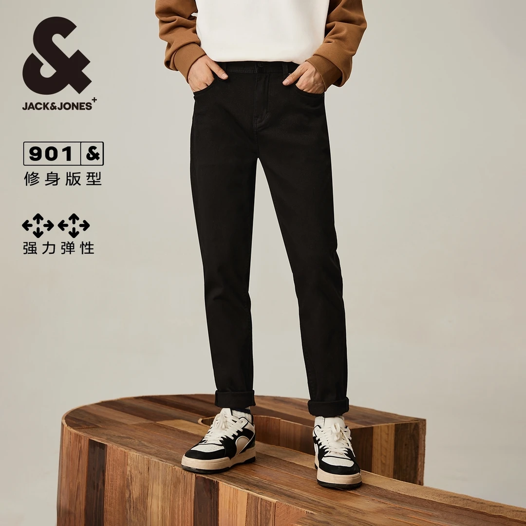 杰克琼斯复古运动春季时尚休闲百搭弹性刺绣装饰水户外牛仔裤男款