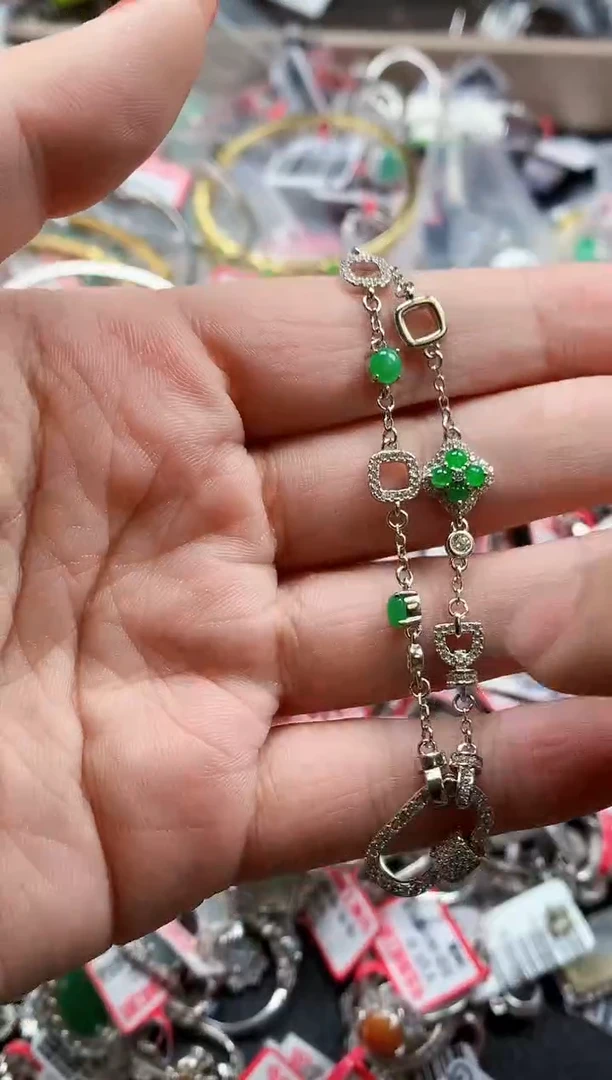 银S925镶嵌戒指翡翠天然A货缅甸翡翠