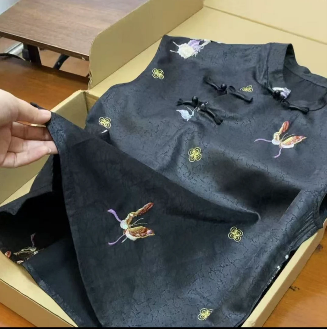 新款轻奢时尚减龄洋气百搭国风新中式重工刺绣蝴蝶旗袍上衣