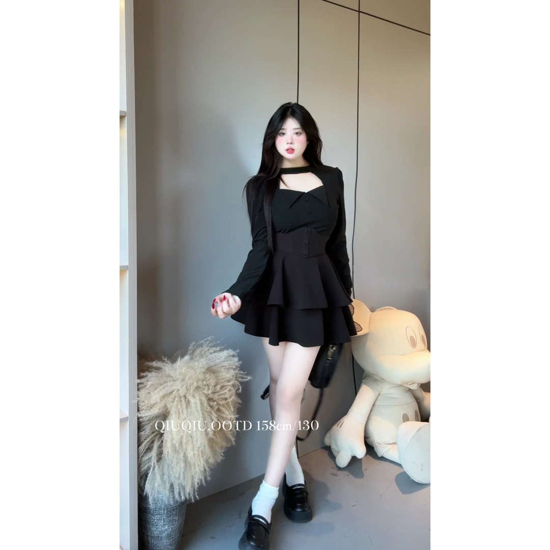 《垫底辣妹》胖mm冬季女新款针织衫不规则纯欲风内搭长袖显瘦套装