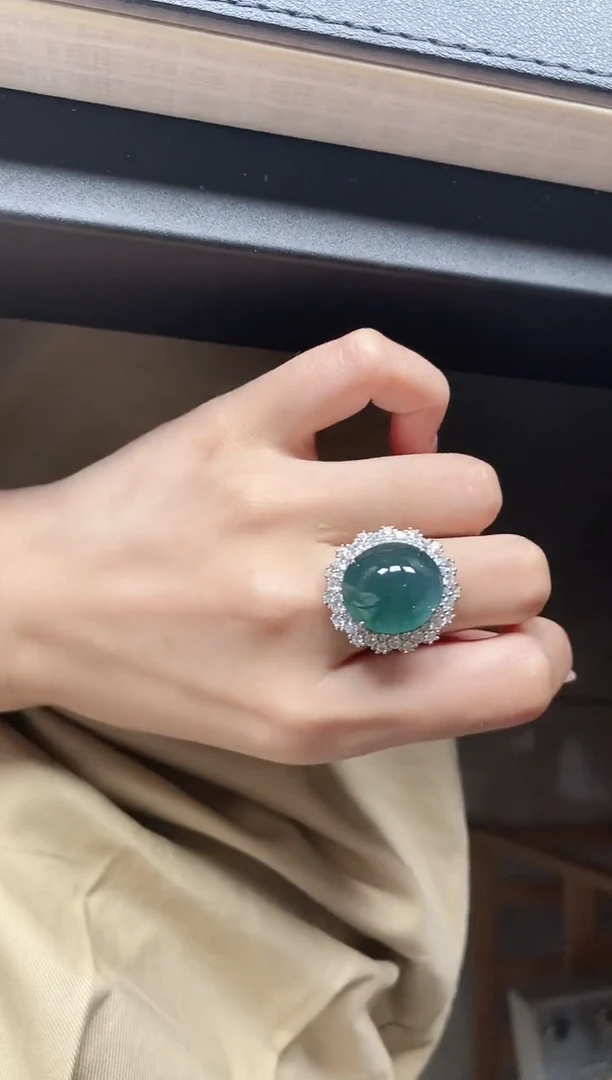 翡翠戒指银S925镶嵌51151