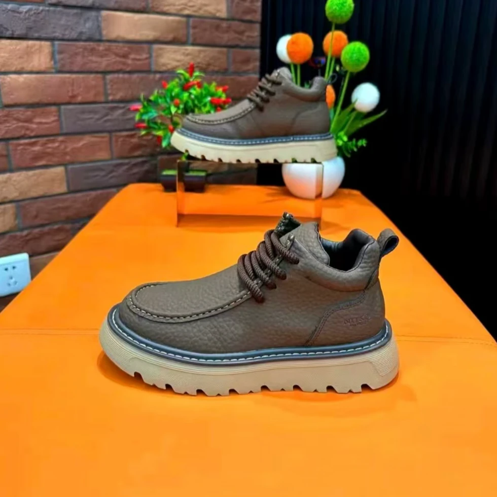 2025冬季新款加绒保暖高帮棉鞋厚底舒适百搭男士运动休闲鞋老爹鞋