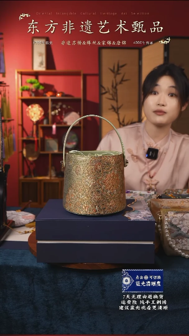 织绣106【七天发】非遗唐锦纯手工水桶包