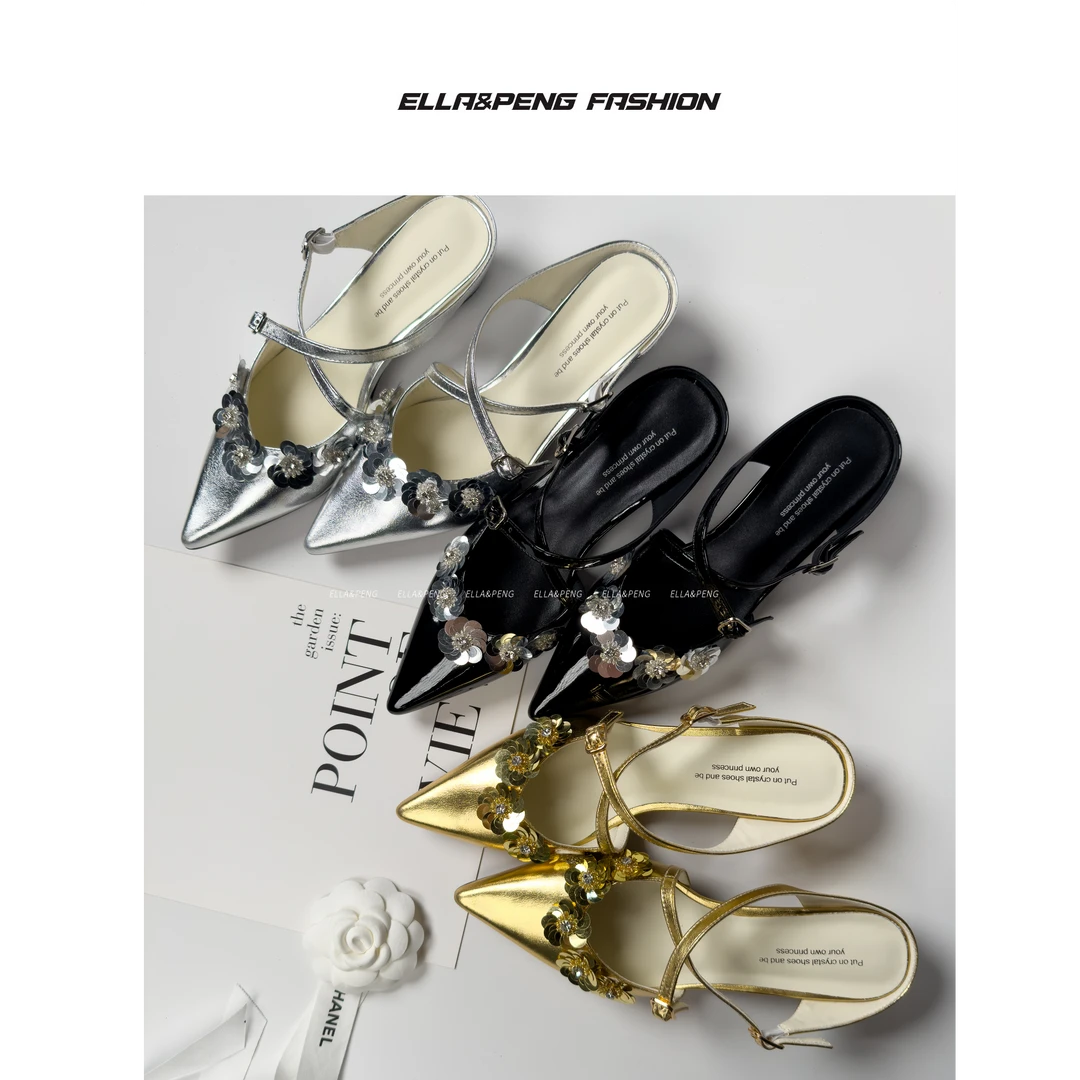 E/P‘STUDIO-5cm坡底穆勒鞋时尚公主风春夏季包头单鞋