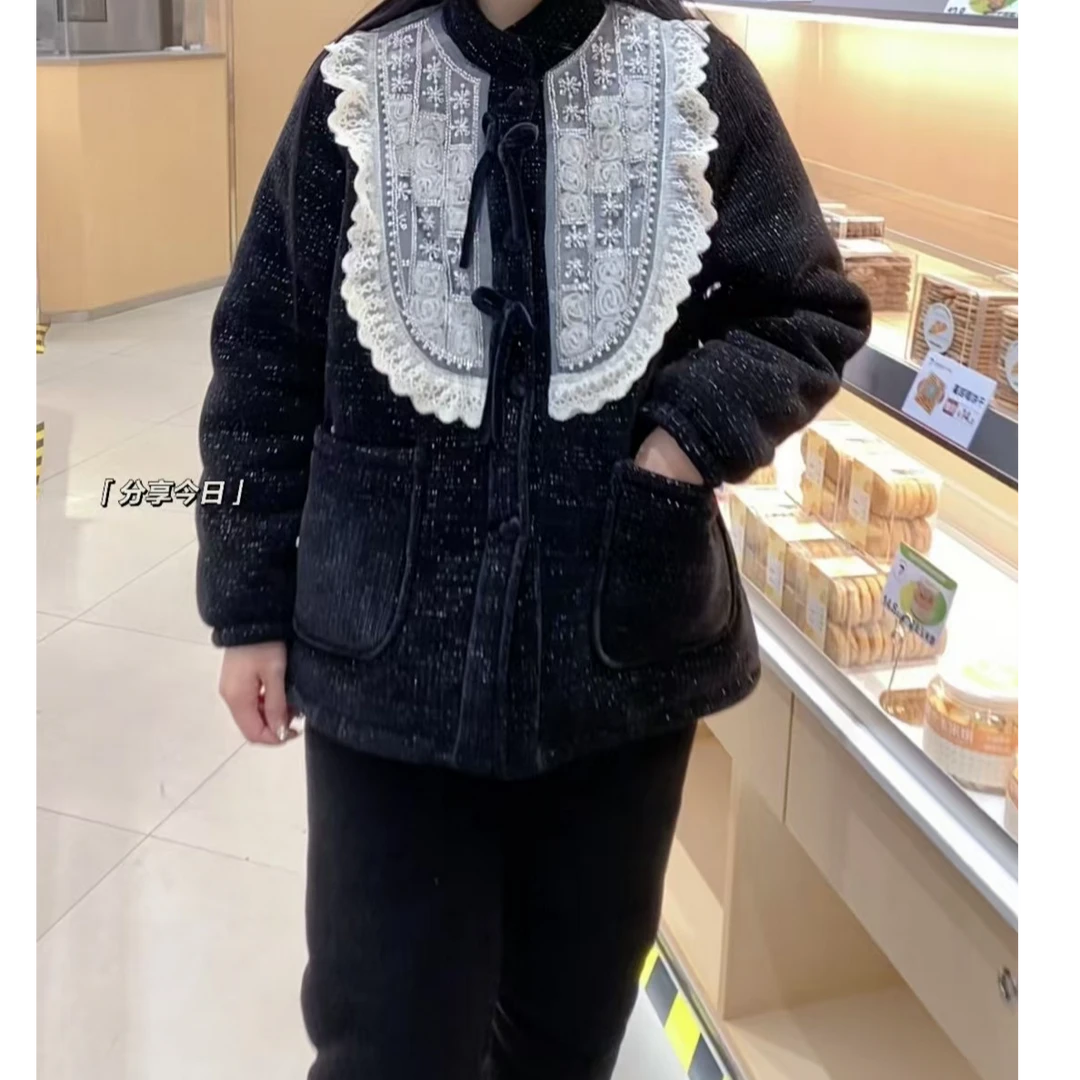 重工蕾丝花边加厚外穿家居服