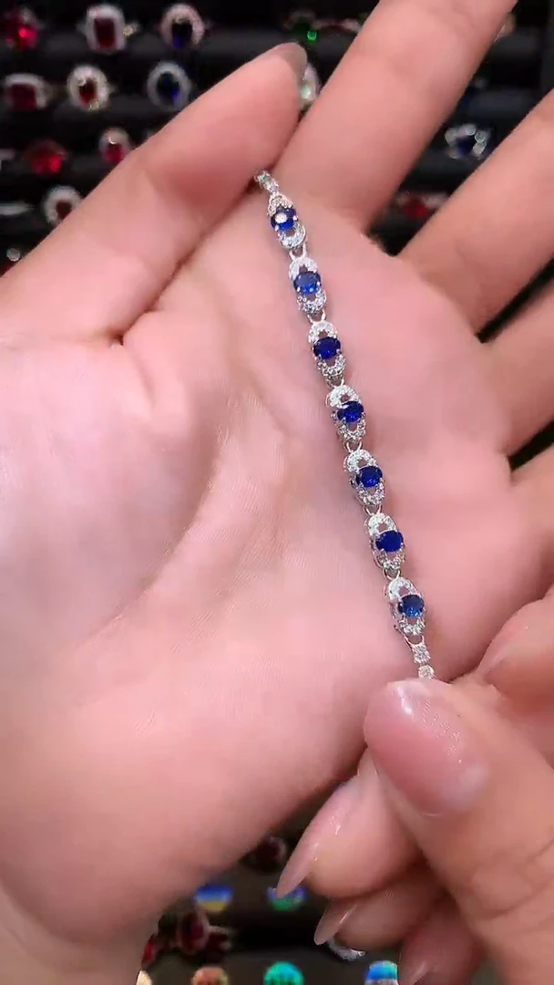 【闪购商品】蓝宝石手链银S925镶嵌1