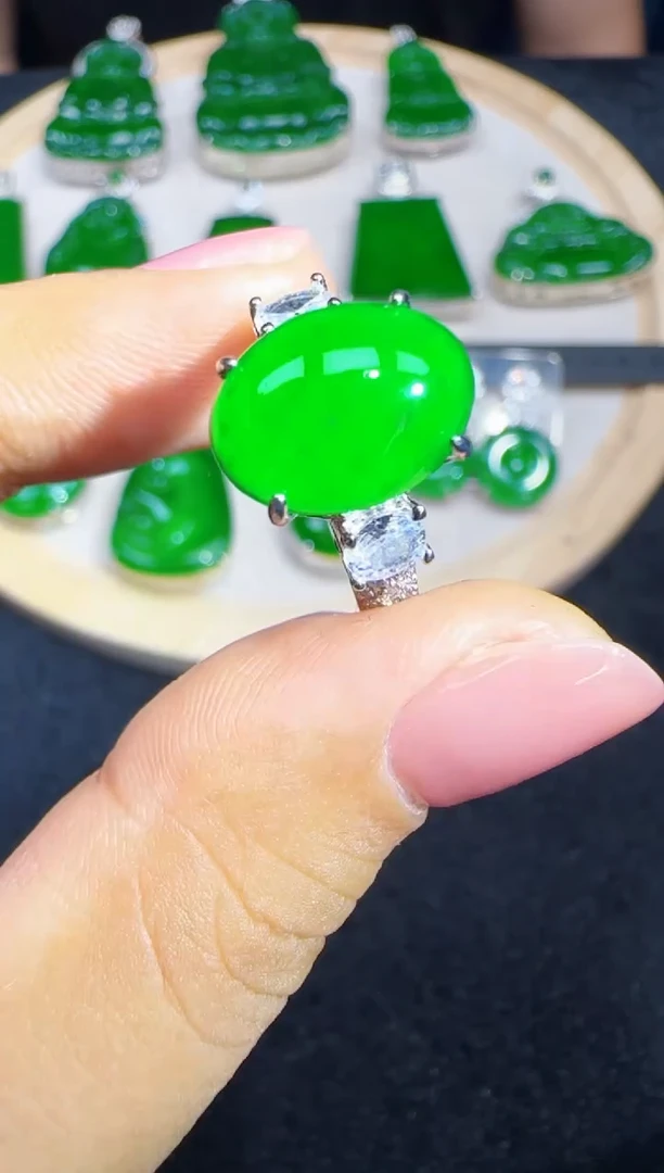 未镶嵌定制翡翠翡翠戒指48