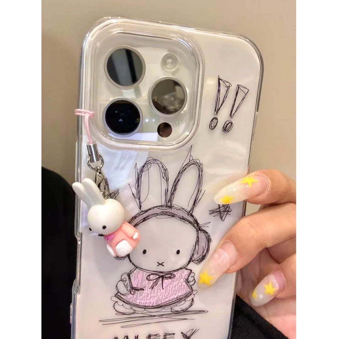 诚星泽线条耳机米菲兔适用苹果手机壳软华为vivo小米荣耀oppo新款