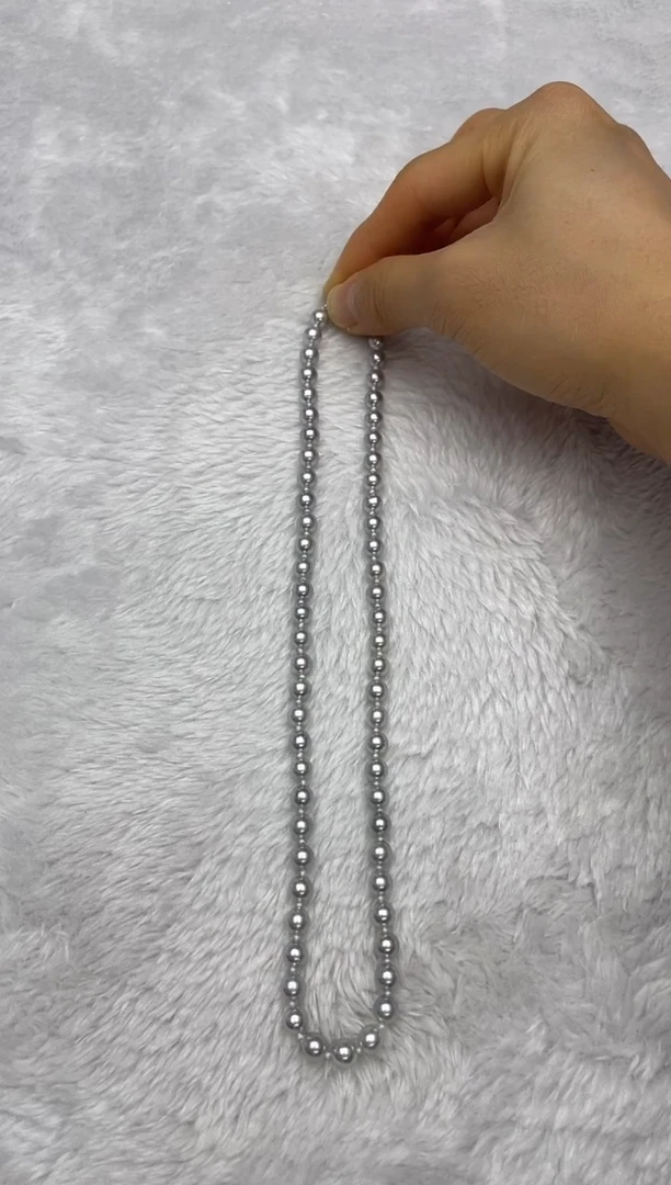 项链银S925镶嵌海水珍珠AK真多麻6-6.5mm