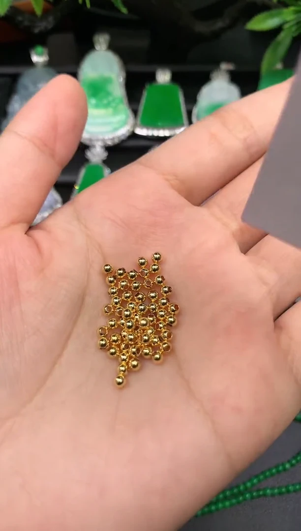 颈饰18K金镶嵌翡翠莉*嘉金珠子