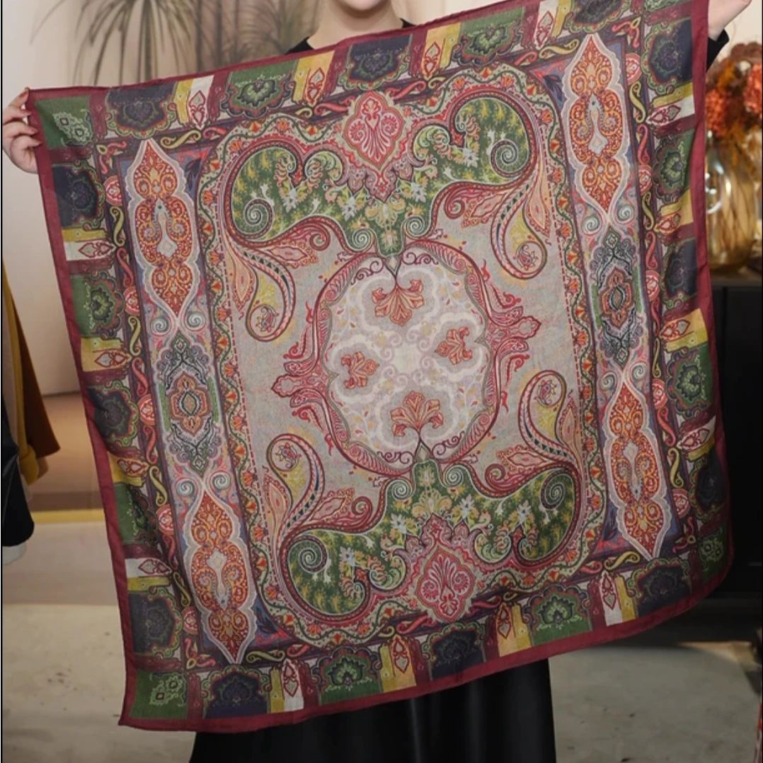 p12【烛影】新款丝毛双面90*90围巾方巾