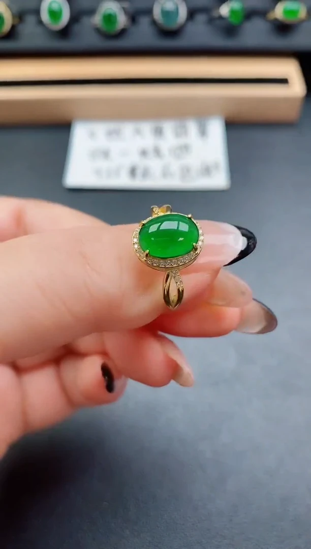 翡翠戒指银S925镶嵌508500