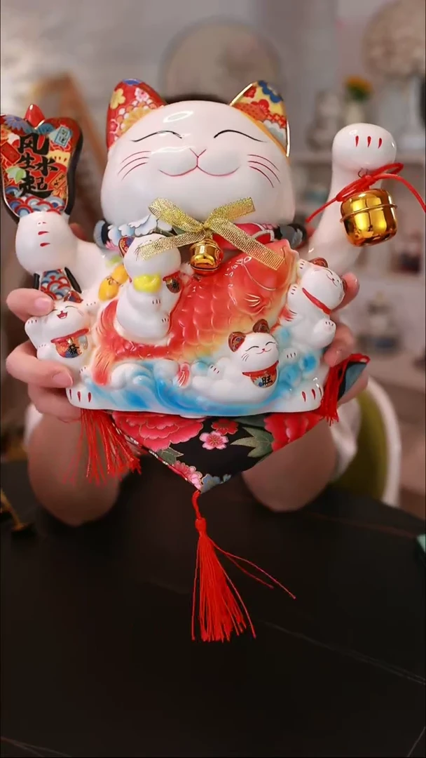 【闪购商品】·11寸风生水起招财猫<E602>