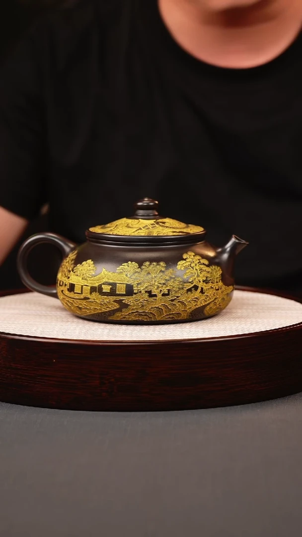 茶壶紫砂石黄洒金大寒江