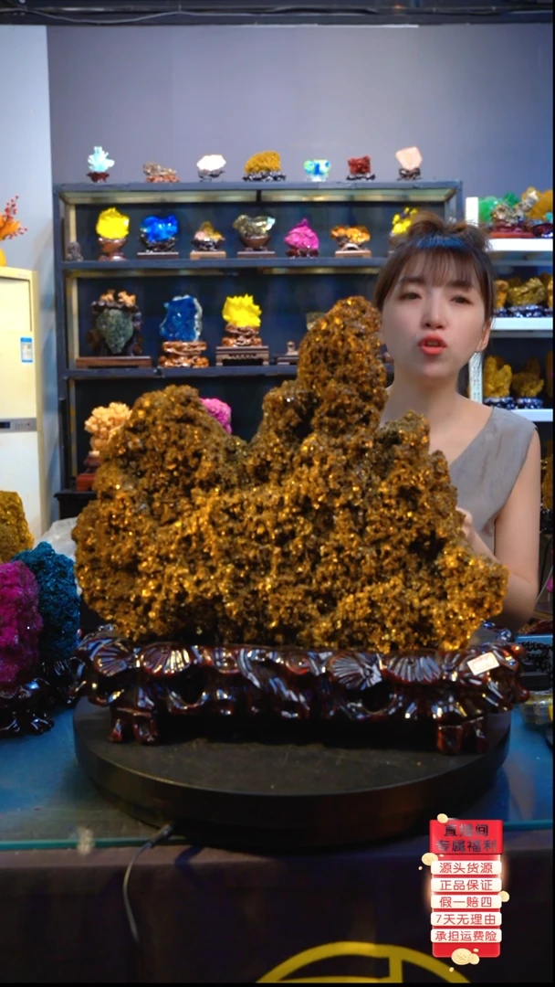 石材精品斑铜矿，矿物晶体摆件