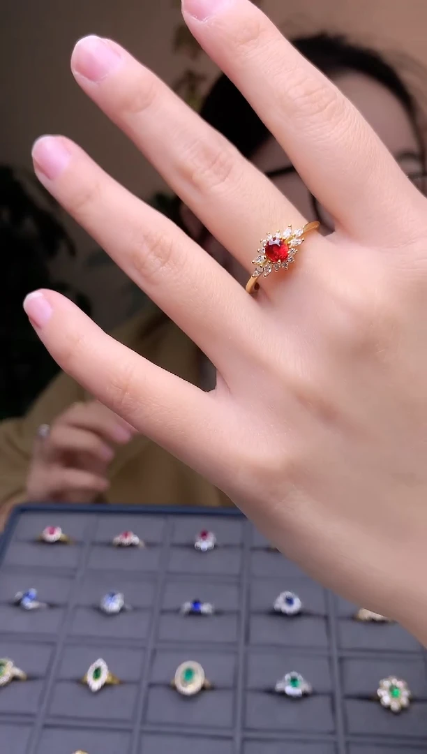 戒指蓝宝石银S925镶嵌戒指