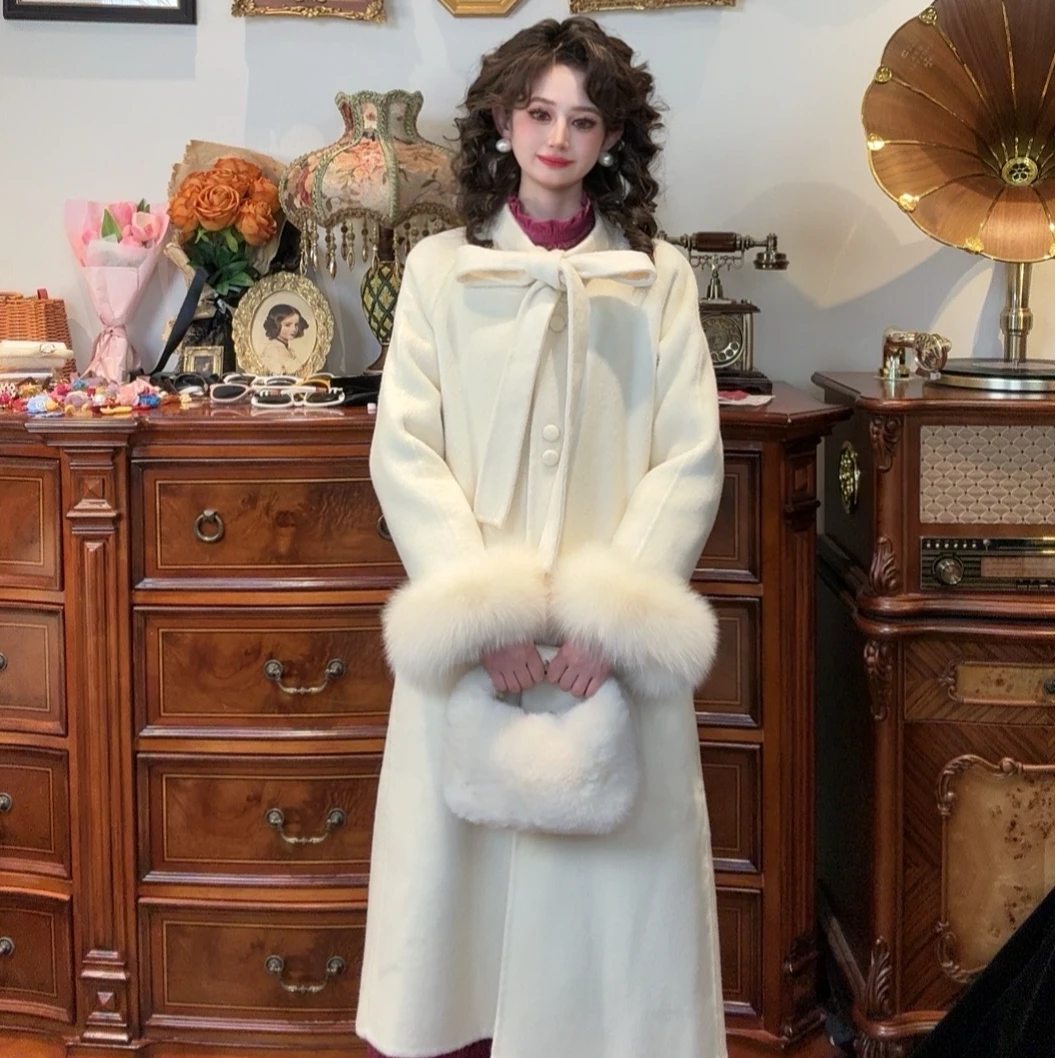 专场现货【一生罗曼】高贵气质狐狸毛大衣女秋冬百搭厚外套Y4458