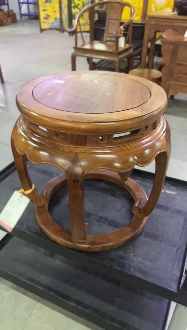 木用****6YD03MK-160011-卷云足五腿圆凳