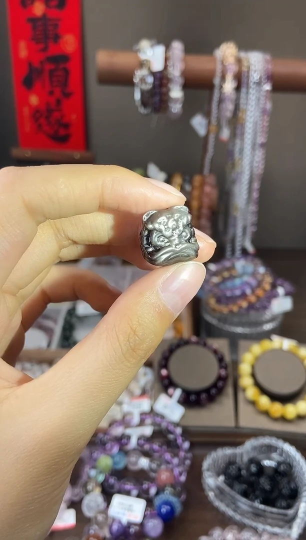 黑曜岩未镶嵌手链银曜石醒狮