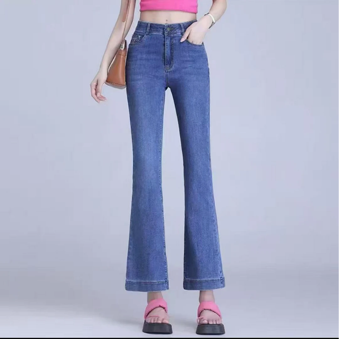 时尚气质显瘦弹力牛仔微喇裤2231【裤长94】