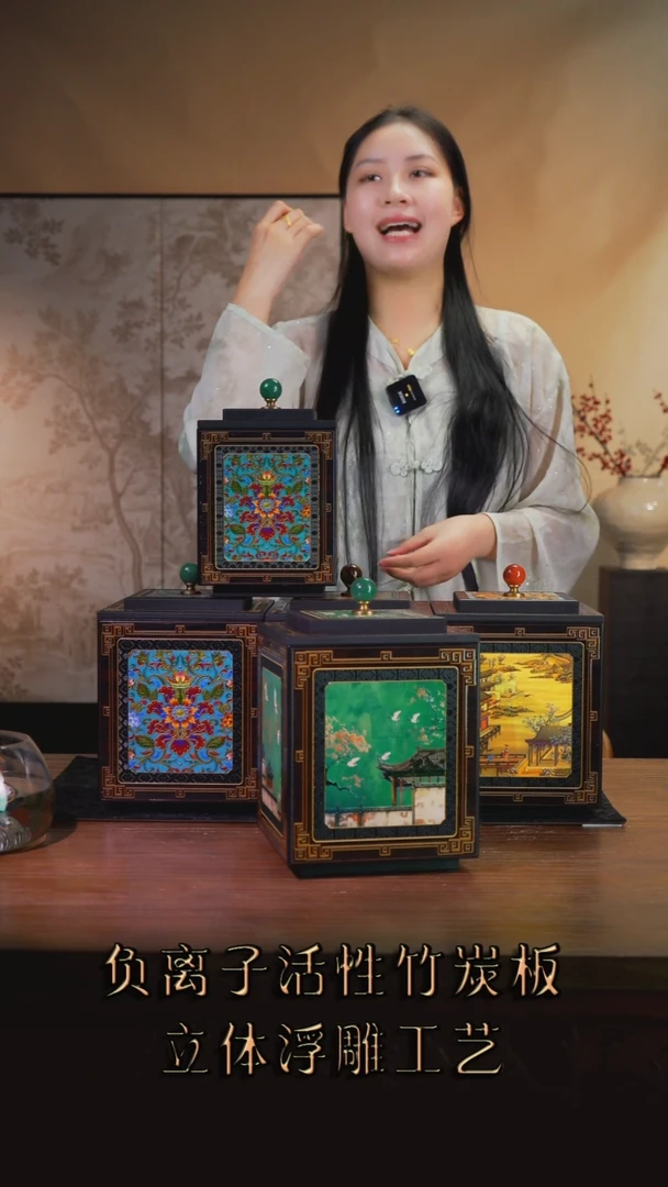 氺**淸壹藏贰宝瑞鹤图图案18公分茶叶罐