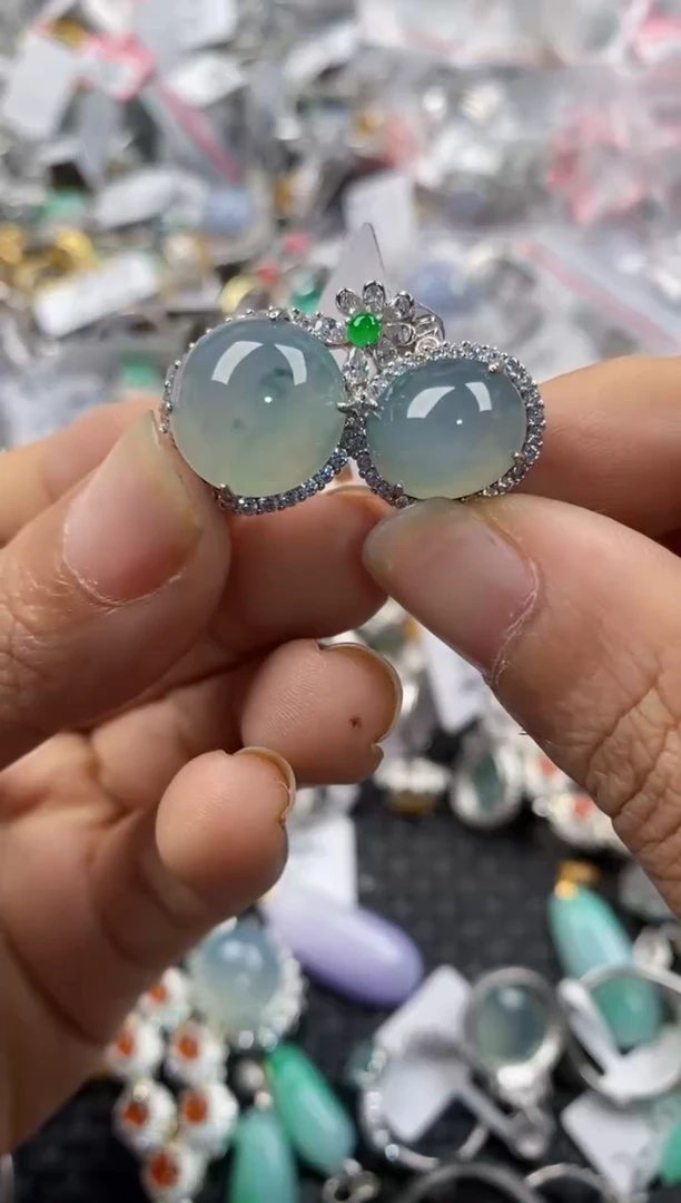 银S925镶嵌戒指翡翠8888---1