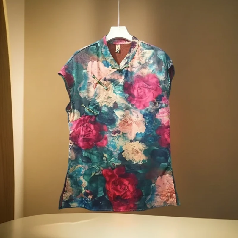 8836-新中式高端缎面轻薄凉快中长款奥黛显瘦上衣