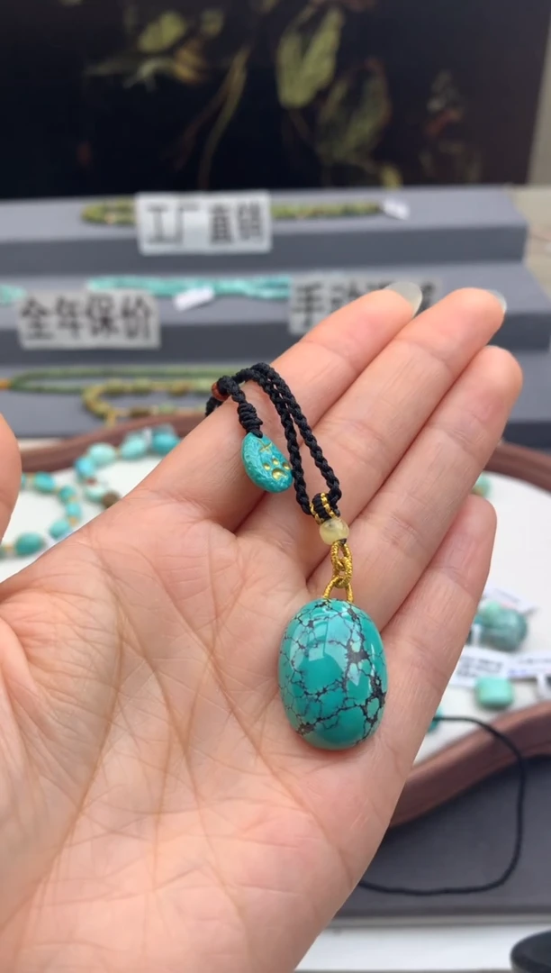 未镶嵌绿松石毛衣链茜.B127