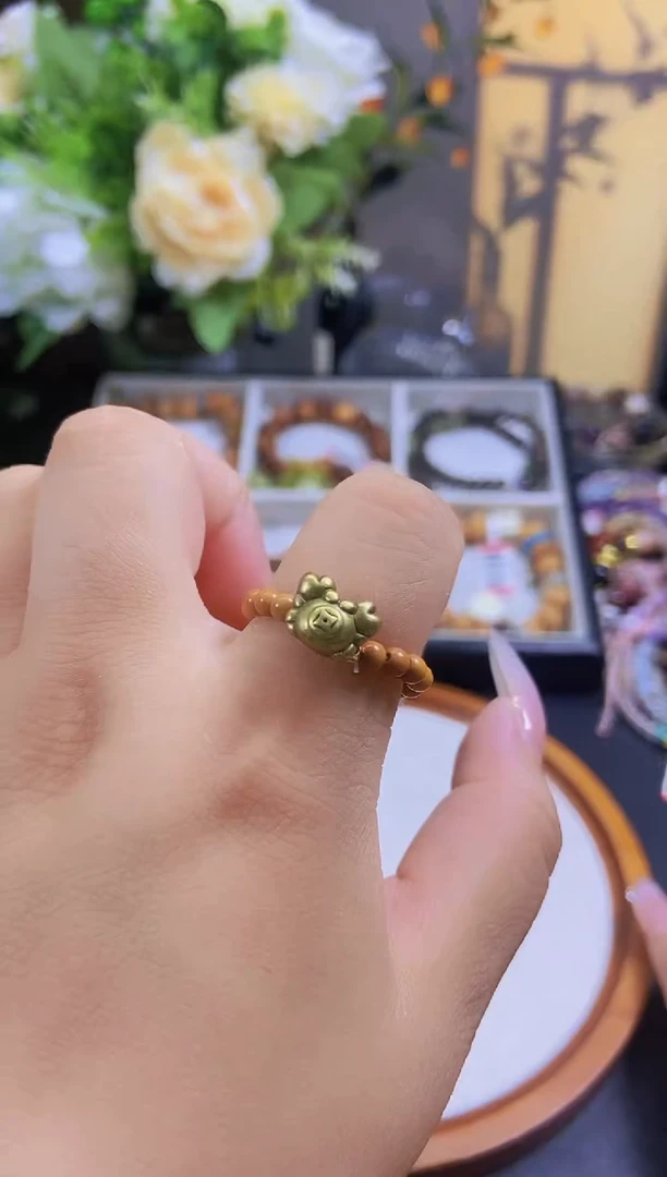 水晶戒指未镶嵌橄榄螃蟹钱钱