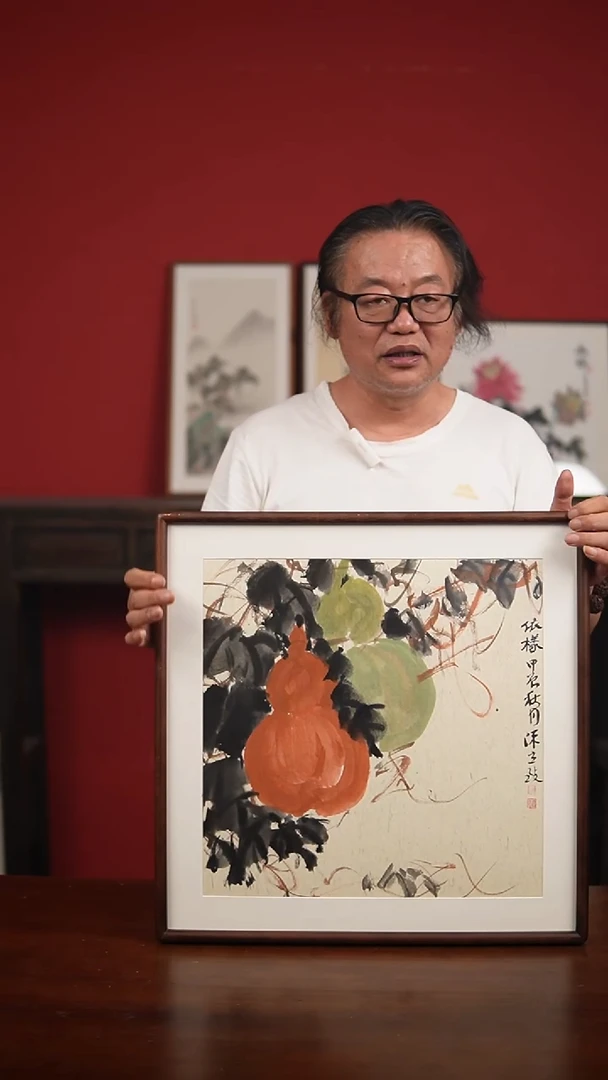 国画手绘-52*52带框-陈作品