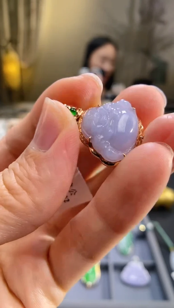 翡翠18K金镶嵌吊坠(不含链)佛公
