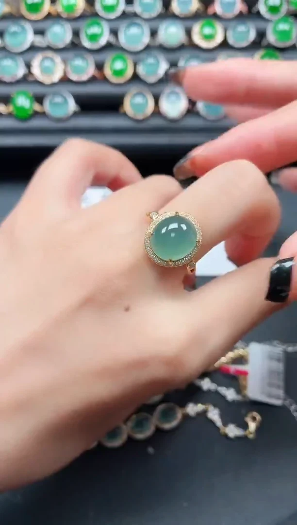 翡翠戒指银S925镶嵌1111