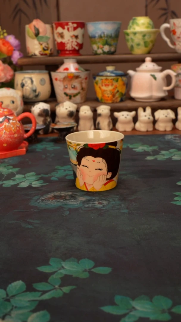 泥古  唐美人猪口杯
