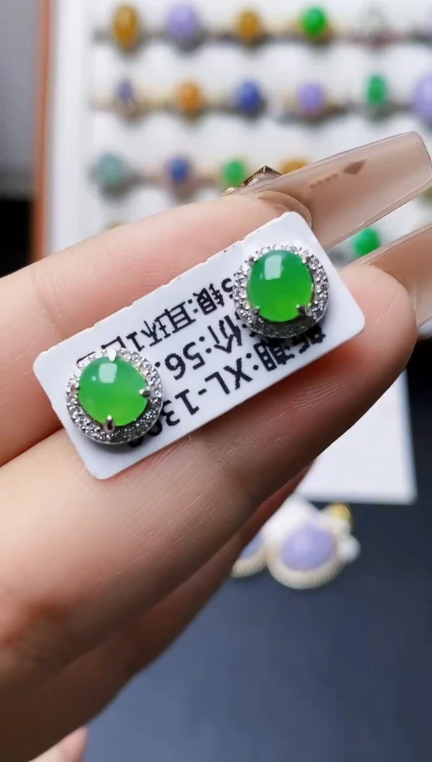 银S925镶嵌戒指翡翠0240