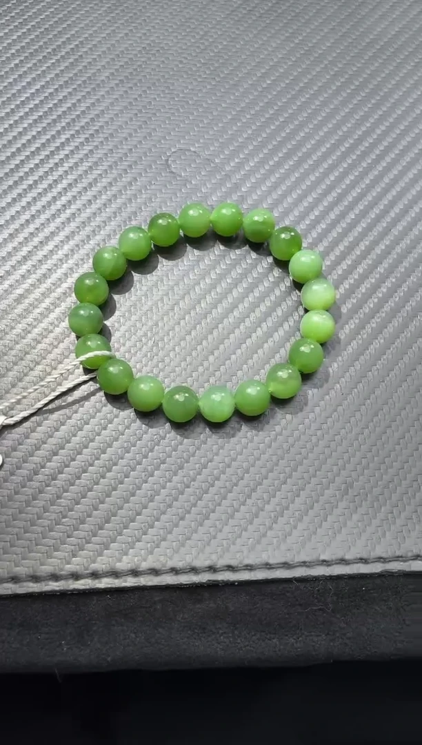 未镶嵌手链和田玉（碧玉）且末黑羊洞碧玉手串卡10微色差